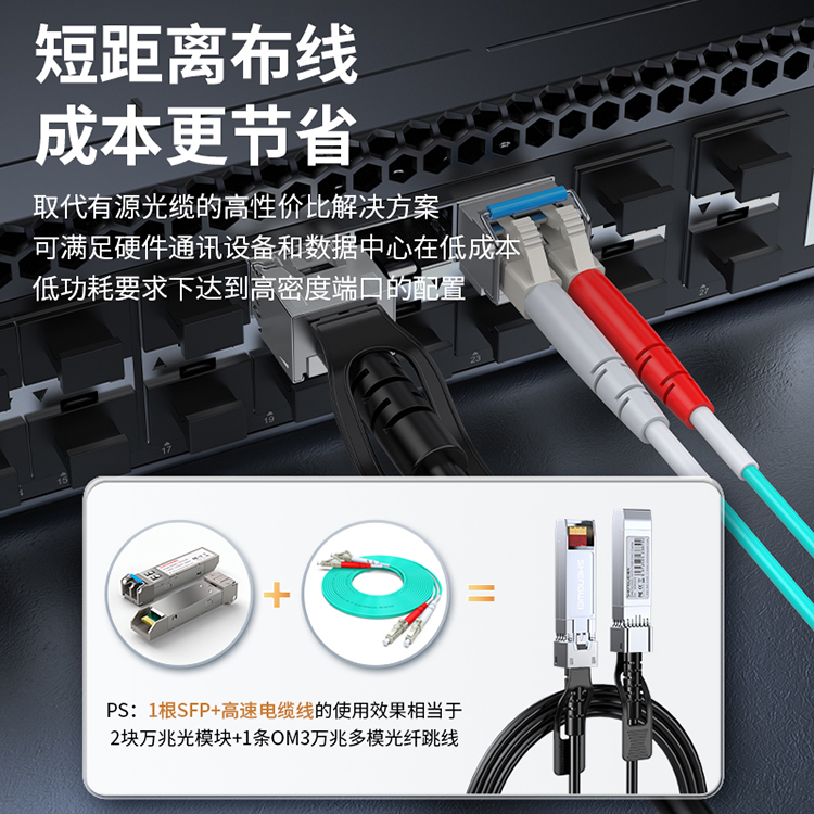 [胜为] SFP+DAC高速电缆堆叠线 10G万兆直连光模块无源铜缆1米 黑色 XDAC0101 1个