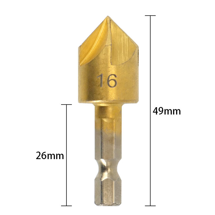 冰禹 镀钛六角柄五刃倒角器沉头钻头 16mm  BJ-526 1个